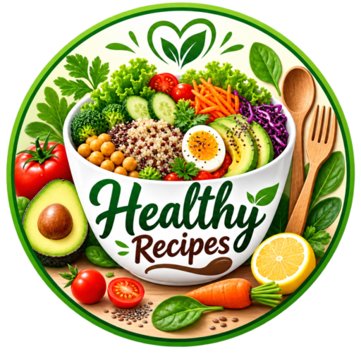 Healthy Recipes site icon featuring a fresh salad bowl and green leaf design.